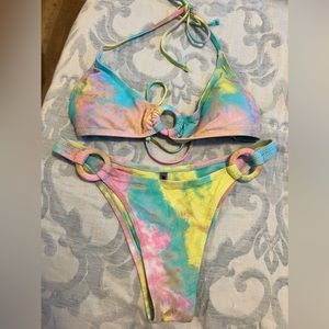 Blackbough Pastel Tie-Dye Ring Bikini - Pink, Yellow, Blue, Green